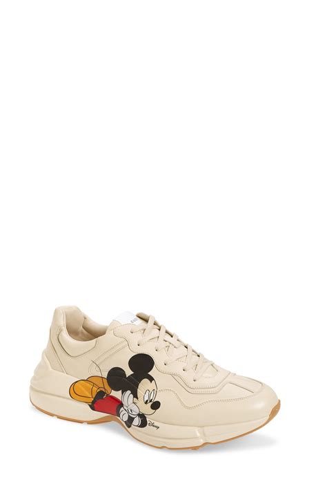 rhyton gucci logo leather sneakers|gucci rhyton sneakers mickey mouse.